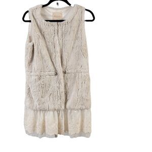 Altar’d State off white fur vest with lace size M